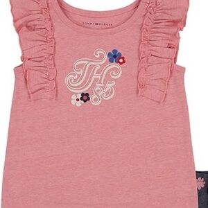 Tommy Hilfiger Pink Short Sleeve Tee with Floral Graphic